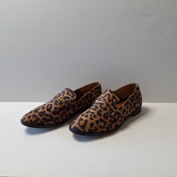 Franco Sarto Brown Black Harrow Leopard Print Preppy Slip On Loafers Size 7 - Picture 7 of 14